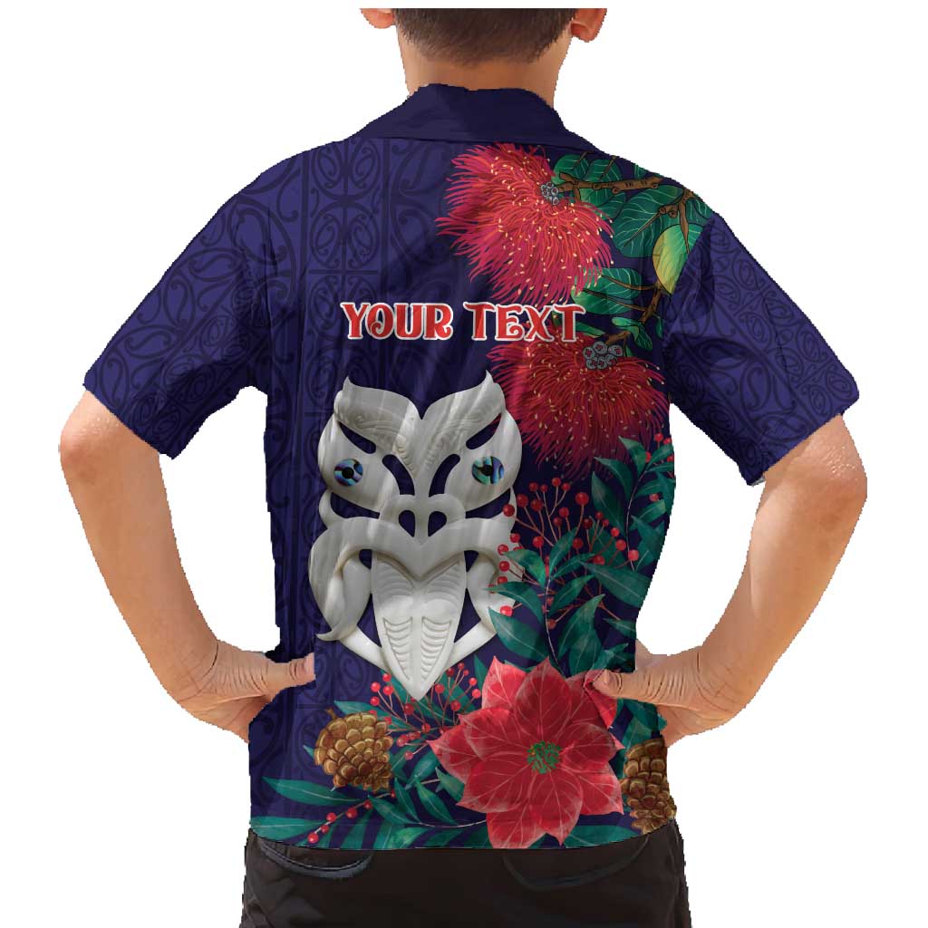 Maori Wheku Meri Kirihimete Personalised Family Matching Mermaid Dress and Hawaiian Shirt All Blue Indigenous Maori Motif - Aussie Hoodie