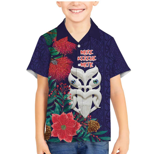 Maori Wheku Meri Kirihimete Personalised Family Matching Mermaid Dress and Hawaiian Shirt All Blue Indigenous Maori Motif - Aussie Hoodie