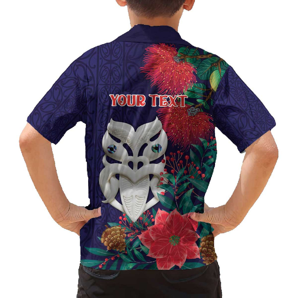 Maori Wheku Meri Kirihimete Personalised Family Matching Off The Shoulder Long Sleeve Dress and Hawaiian Shirt All Blue Indigenous Maori Motif - Aussie Hoodie
