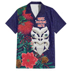 Maori Wheku Meri Kirihimete Personalised Family Matching Off The Shoulder Long Sleeve Dress and Hawaiian Shirt All Blue Indigenous Maori Motif - Aussie Hoodie