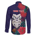 Maori Wheku Meri Kirihimete Personalised Family Matching Off Shoulder Maxi Dress and Hawaiian Shirt All Blue Indigenous Maori Motif - Aussie Hoodie