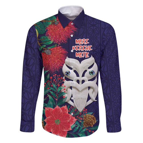 Maori Wheku Meri Kirihimete Personalised Family Matching Off Shoulder Short Dress and Hawaiian Shirt All Blue Indigenous Maori Motif - Aussie Hoodie