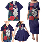Maori Wheku Meri Kirihimete Personalised Family Matching Puletasi and Hawaiian Shirt All Blue Indigenous Maori Motif - Aussie Hoodie