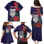 Maori Wheku Meri Kirihimete Personalised Family Matching Puletasi and Hawaiian Shirt All Blue Indigenous Maori Motif - Aussie Hoodie
