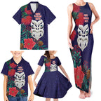 Maori Wheku Meri Kirihimete Personalised Family Matching Tank Maxi Dress and Hawaiian Shirt All Blue Indigenous Maori Motif - Aussie Hoodie