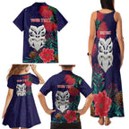 Maori Wheku Meri Kirihimete Personalised Family Matching Tank Maxi Dress and Hawaiian Shirt All Blue Indigenous Maori Motif - Aussie Hoodie