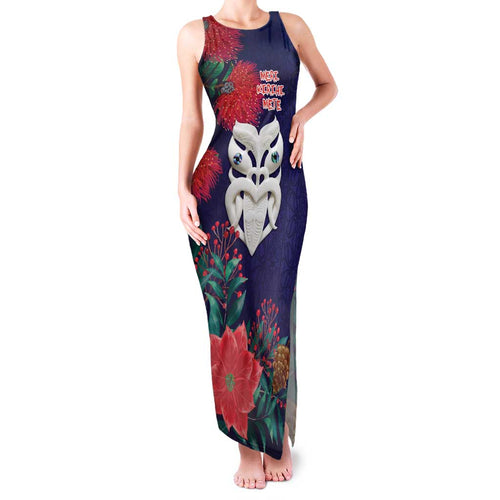 Maori Wheku Meri Kirihimete Personalised Family Matching Tank Maxi Dress and Hawaiian Shirt All Blue Indigenous Maori Motif - Aussie Hoodie