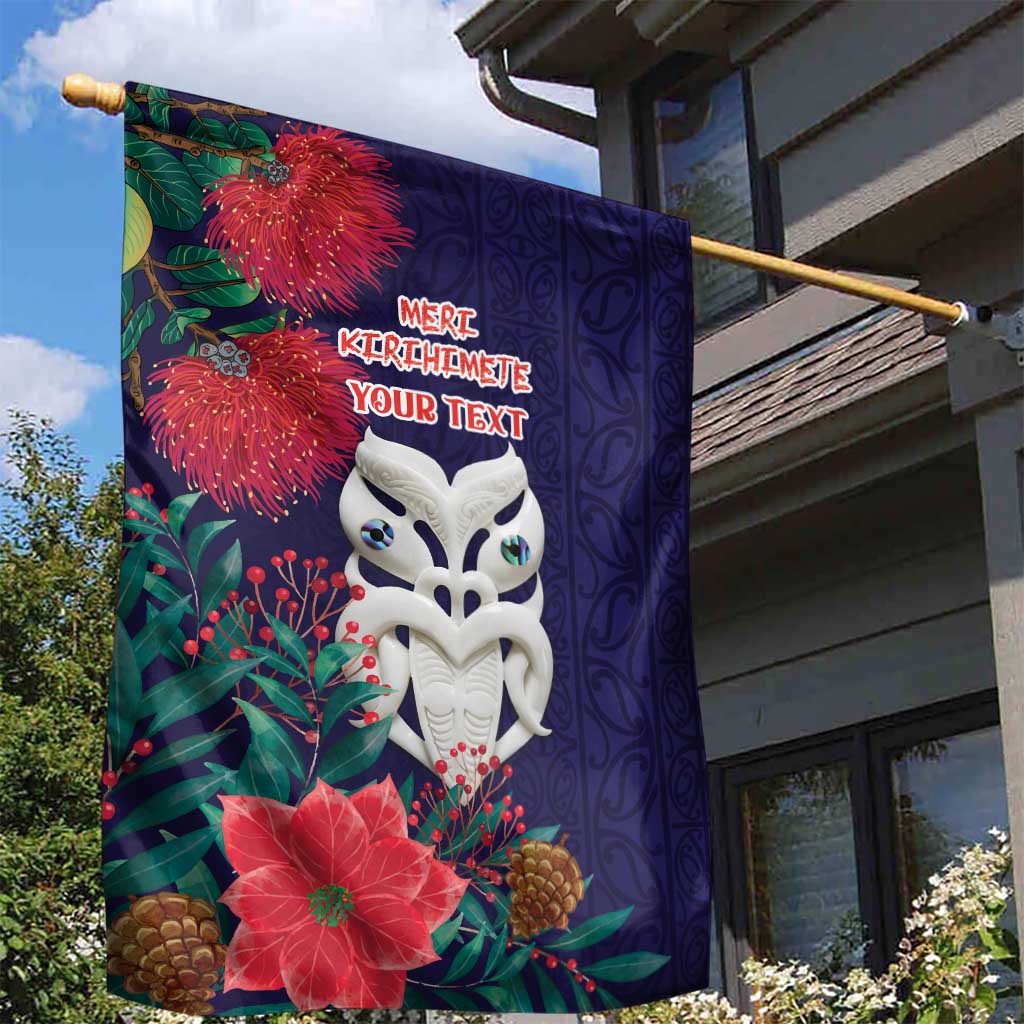 Maori Wheku Meri Kirihimete Personalised Garden Flag All Blue Indigenous Maori Motif - Aussie Hoodie