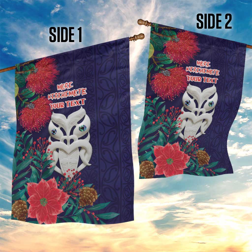 Maori Wheku Meri Kirihimete Personalised Garden Flag All Blue Indigenous Maori Motif - Aussie Hoodie