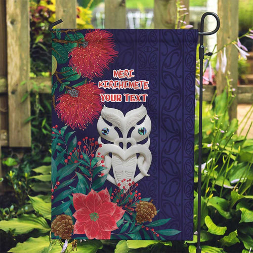 Maori Wheku Meri Kirihimete Personalised Garden Flag All Blue Indigenous Maori Motif - Aussie Hoodie