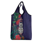 Maori Wheku Meri Kirihimete Personalised Grocery Bag All Blue Indigenous Maori Motif - Aussie Hoodie