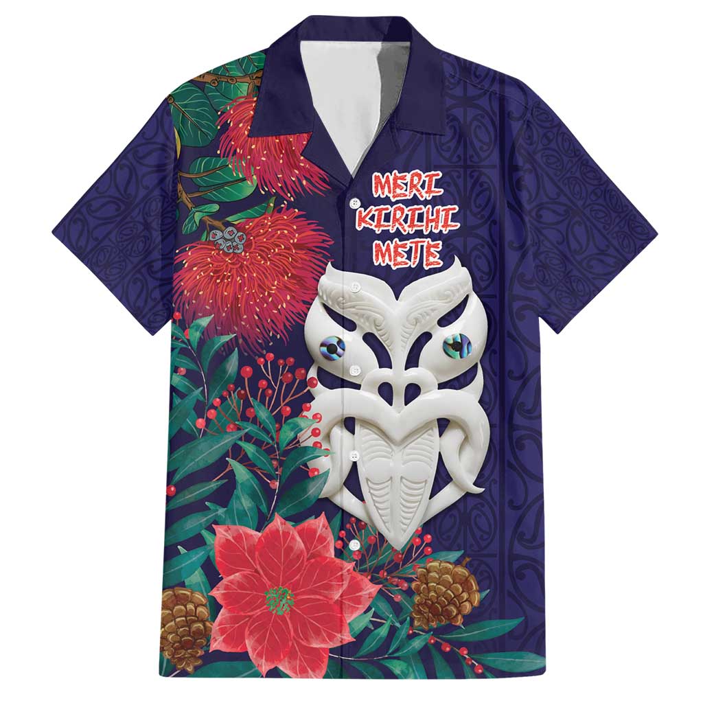 Maori Wheku Meri Kirihimete Personalised Hawaiian Shirt All Blue Indigenous Maori Motif - Aussie Hoodie