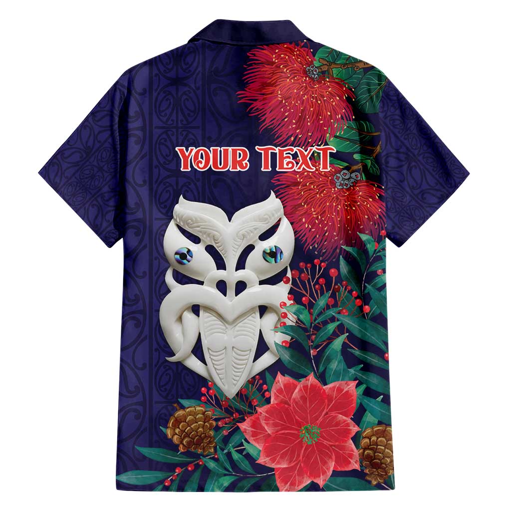 Maori Wheku Meri Kirihimete Personalised Hawaiian Shirt All Blue Indigenous Maori Motif - Aussie Hoodie