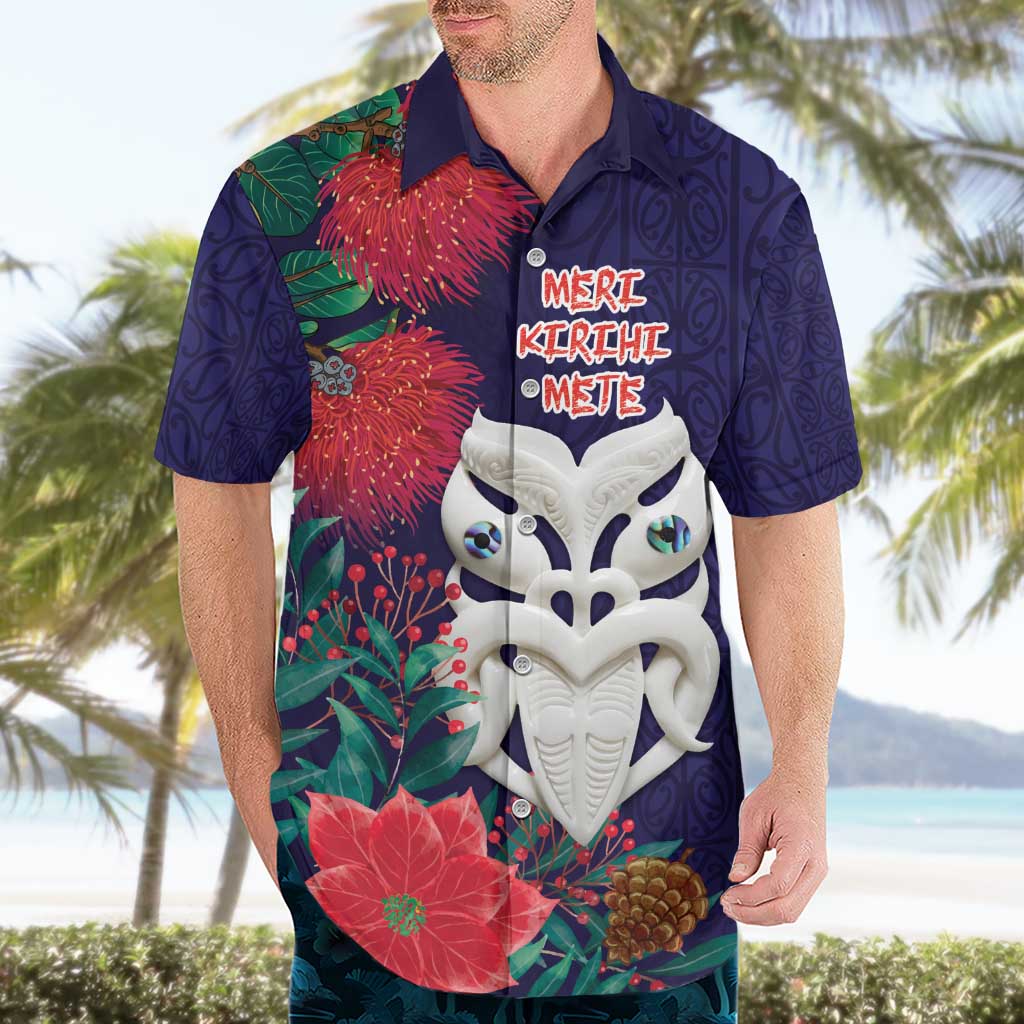 Maori Wheku Meri Kirihimete Personalised Hawaiian Shirt All Blue Indigenous Maori Motif - Aussie Hoodie