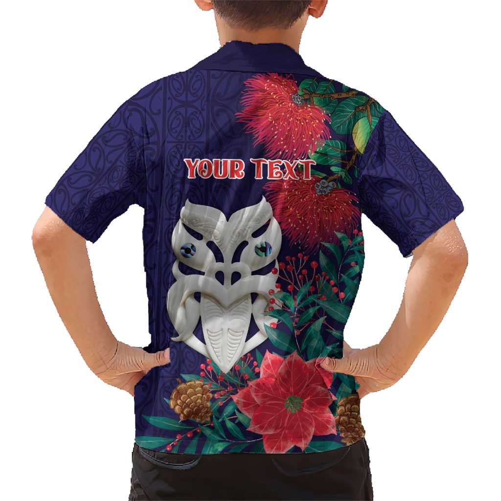 Maori Wheku Meri Kirihimete Personalised Hawaiian Shirt All Blue Indigenous Maori Motif - Aussie Hoodie