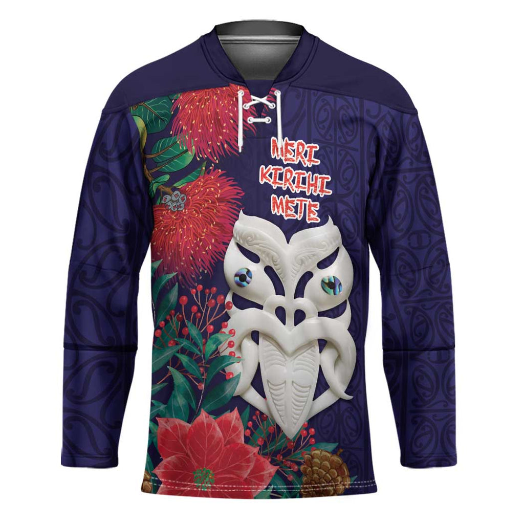 Maori Wheku Meri Kirihimete Personalised Hockey Jersey All Blue Indigenous Maori Motif - Aussie Hoodie