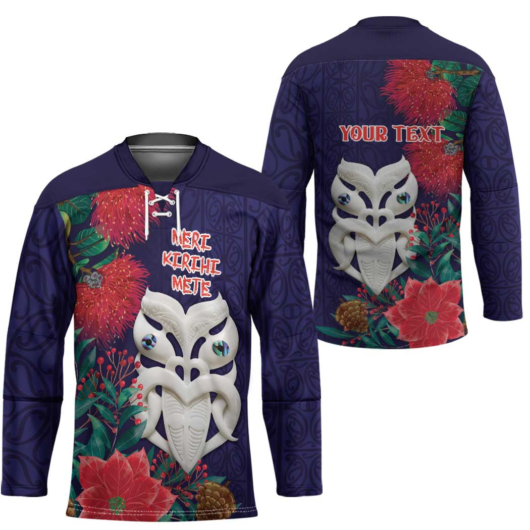 Maori Wheku Meri Kirihimete Personalised Hockey Jersey All Blue Indigenous Maori Motif - Aussie Hoodie