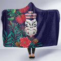 Maori Wheku Meri Kirihimete Personalised Hooded Blanket All Blue Indigenous Maori Motif - Aussie Hoodie