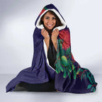 Maori Wheku Meri Kirihimete Personalised Hooded Blanket All Blue Indigenous Maori Motif - Aussie Hoodie