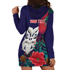 Maori Wheku Meri Kirihimete Personalised Hoodie Dress All Blue Indigenous Maori Motif - Aussie Hoodie