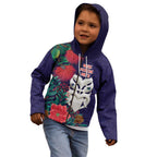 Maori Wheku Meri Kirihimete Personalised Kid Hoodie All Blue Indigenous Maori Motif - Aussie Hoodie