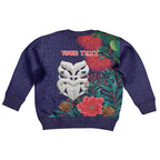 Maori Wheku Meri Kirihimete Personalised Kid Ugly Christmas Sweater All Blue Indigenous Maori Motif - Aussie Hoodie