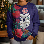 Maori Wheku Meri Kirihimete Personalised Kid Ugly Christmas Sweater All Blue Indigenous Maori Motif - Aussie Hoodie