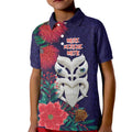 Maori Wheku Meri Kirihimete Personalised Kid Polo Shirt All Blue Indigenous Maori Motif - Aussie Hoodie