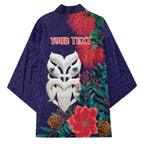 Maori Wheku Meri Kirihimete Personalised Kimono All Blue Indigenous Maori Motif - Aussie Hoodie