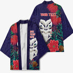 Maori Wheku Meri Kirihimete Personalised Kimono All Blue Indigenous Maori Motif - Aussie Hoodie