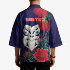 Maori Wheku Meri Kirihimete Personalised Kimono All Blue Indigenous Maori Motif - Aussie Hoodie