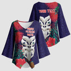 Maori Wheku Meri Kirihimete Personalised Kimono Sleeve Blouse All Blue Indigenous Maori Motif - Aussie Hoodie