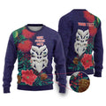 Maori Wheku Meri Kirihimete Personalised Ugly Christmas Sweater All Blue Indigenous Maori Motif - Aussie Hoodie