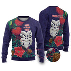 Maori Wheku Meri Kirihimete Personalised Ugly Christmas Sweater All Blue Indigenous Maori Motif - Aussie Hoodie