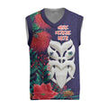 Maori Wheku Meri Kirihimete Personalised Christmas Knitted V-Neck Vest All Blue Indigenous Maori Motif - Aussie Hoodie