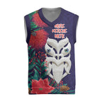 Maori Wheku Meri Kirihimete Personalised Christmas Knitted V-Neck Vest All Blue Indigenous Maori Motif - Aussie Hoodie