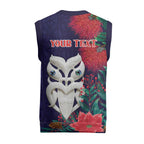 Maori Wheku Meri Kirihimete Personalised Christmas Knitted V-Neck Vest All Blue Indigenous Maori Motif - Aussie Hoodie