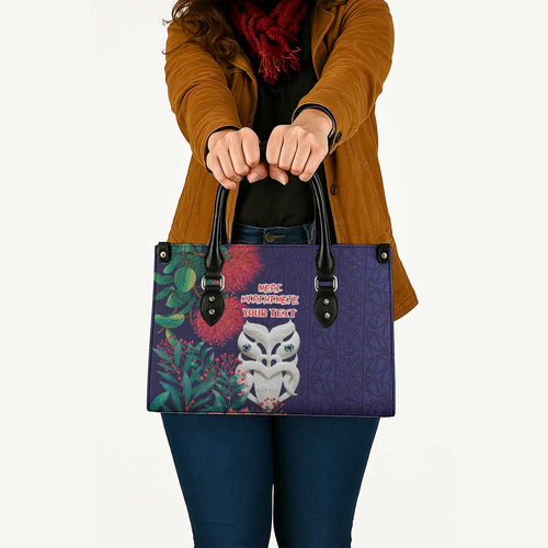 Maori Wheku Meri Kirihimete Personalised Leather Bag All Blue Indigenous Maori Motif - Aussie Hoodie