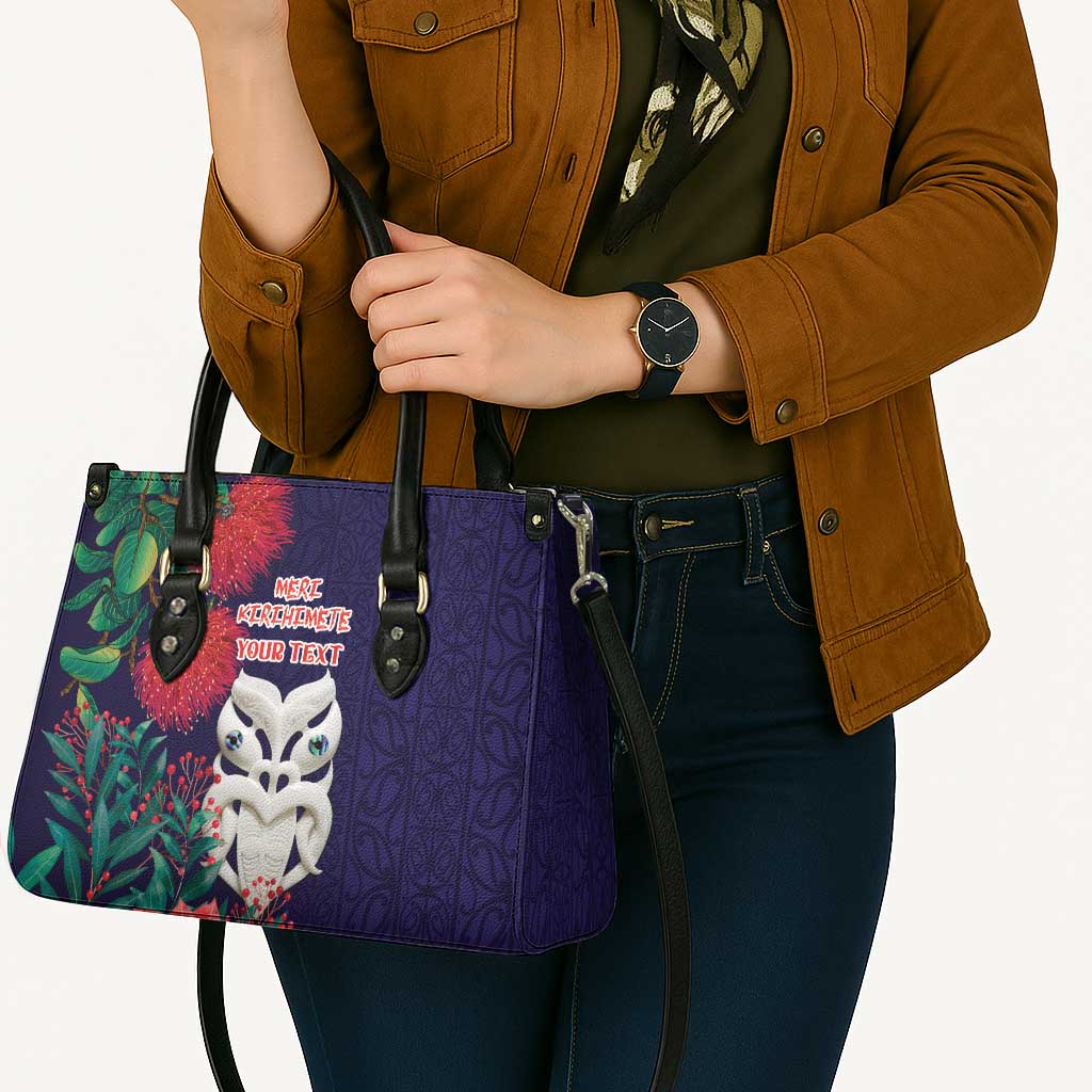 Maori Wheku Meri Kirihimete Personalised Leather Bag All Blue Indigenous Maori Motif - Aussie Hoodie