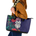 Maori Wheku Meri Kirihimete Personalised Leather Tote Bag All Blue Indigenous Maori Motif - Aussie Hoodie