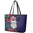 Maori Wheku Meri Kirihimete Personalised Leather Tote Bag All Blue Indigenous Maori Motif - Aussie Hoodie
