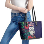 Maori Wheku Meri Kirihimete Personalised Leather Tote Bag All Blue Indigenous Maori Motif - Aussie Hoodie