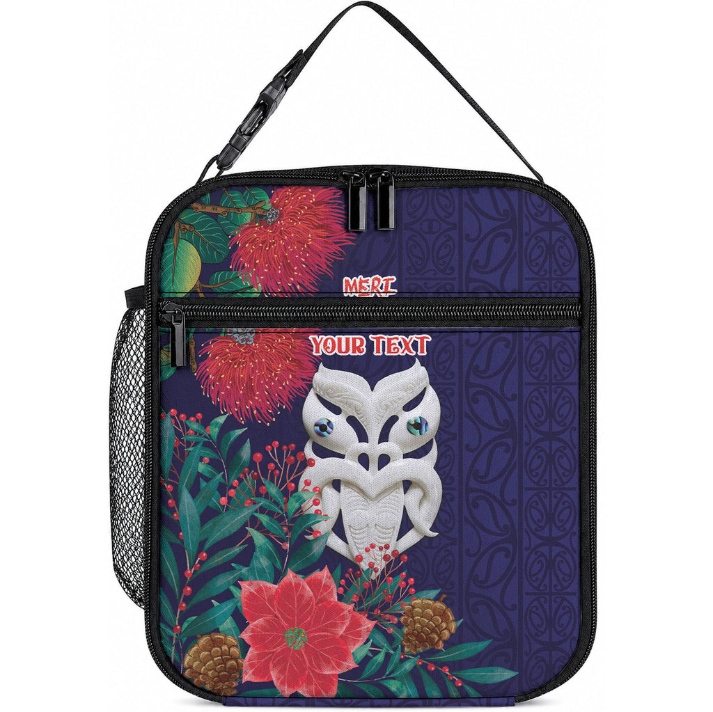 Maori Wheku Meri Kirihimete Personalised Lunch Bag All Blue Indigenous Maori Motif