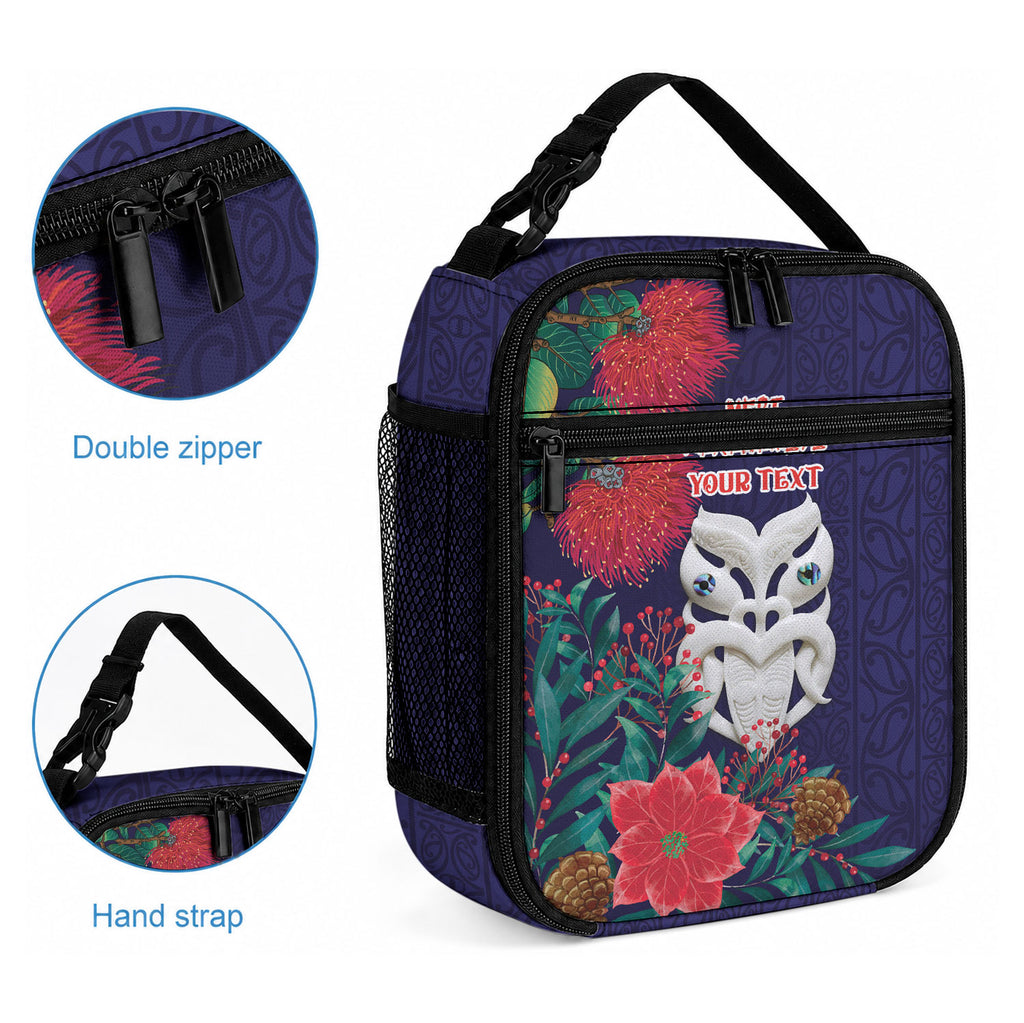 Maori Wheku Meri Kirihimete Personalised Lunch Bag All Blue Indigenous Maori Motif