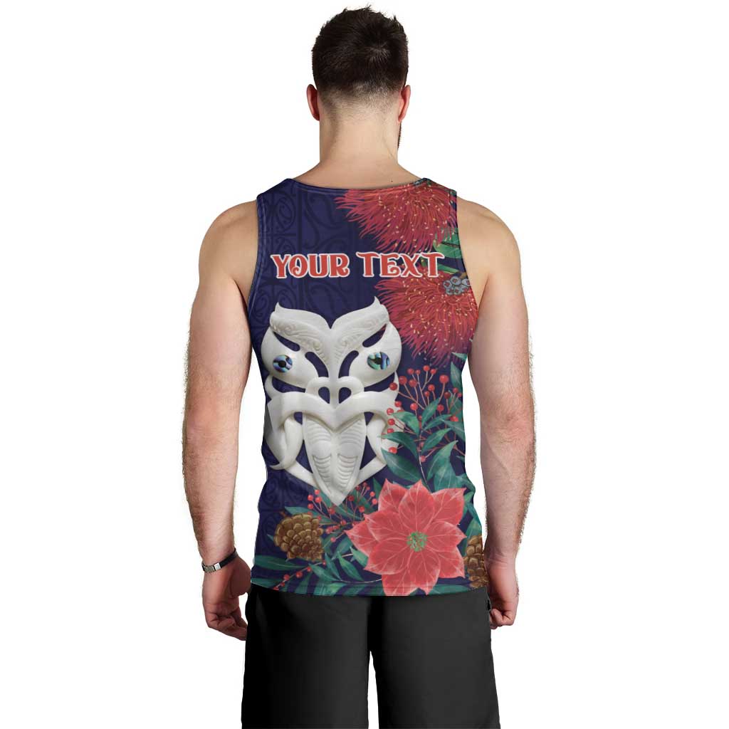 Maori Wheku Meri Kirihimete Personalised Men Tank Top All Blue Indigenous Maori Motif - Aussie Hoodie