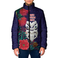 Maori Wheku Meri Kirihimete Personalised Padded Jacket All Blue Indigenous Maori Motif - Aussie Hoodie