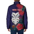 Maori Wheku Meri Kirihimete Personalised Padded Jacket All Blue Indigenous Maori Motif - Aussie Hoodie