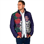 Maori Wheku Meri Kirihimete Personalised Padded Jacket All Blue Indigenous Maori Motif - Aussie Hoodie