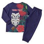 Maori Wheku Meri Kirihimete Personalised Christmas Pajama Set All Blue Indigenous Maori Motif - Aussie Hoodie