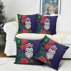 Maori Wheku Meri Kirihimete Personalised Pillow Cover All Blue Indigenous Maori Motif - Aussie Hoodie